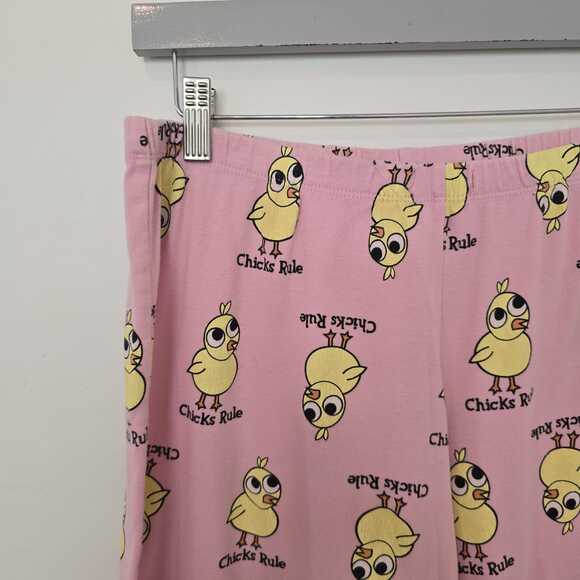 Vintage Y2K Fred Is Red Pajama Pants Size L Chicks Rule Pink Lounge 100% Cotton - Picture 2 of 6